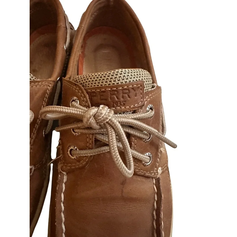 Sperry‎ Top-Sider Mens Tan Leather Mesh Boat Shoes Loafers Nautical Classic